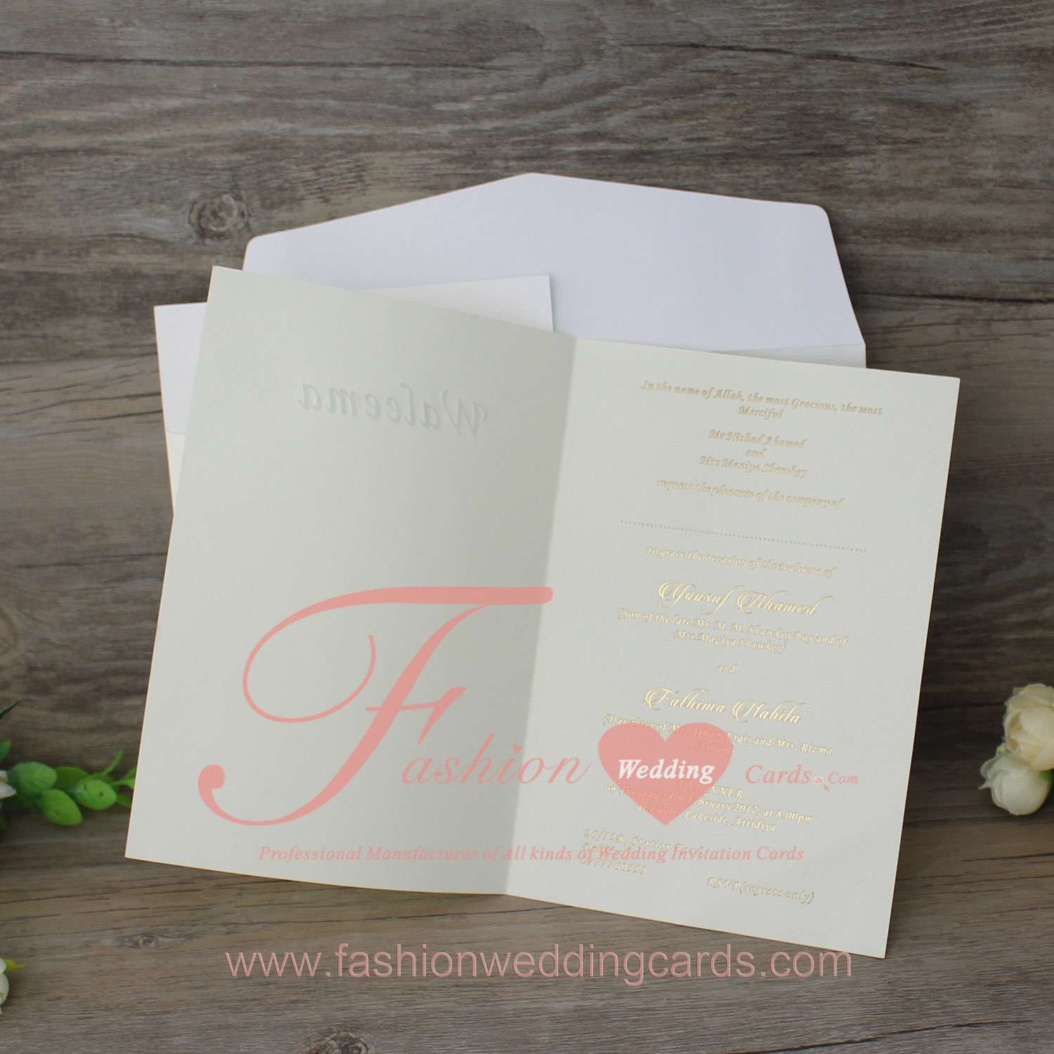 Bride Dress Pearl Laser Cut Wedding Invitation Pocket 
